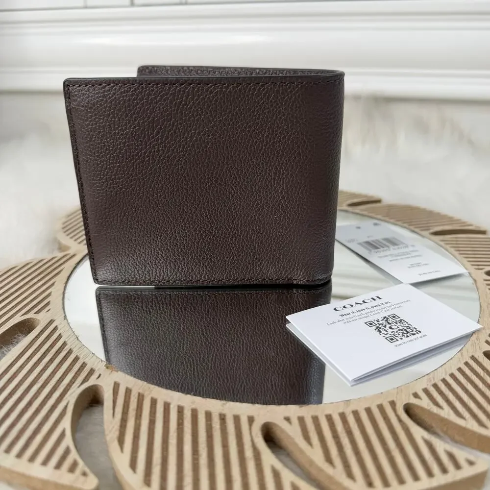 New Coach Men’s Slim Billfold Natural Grain Leather In Maple